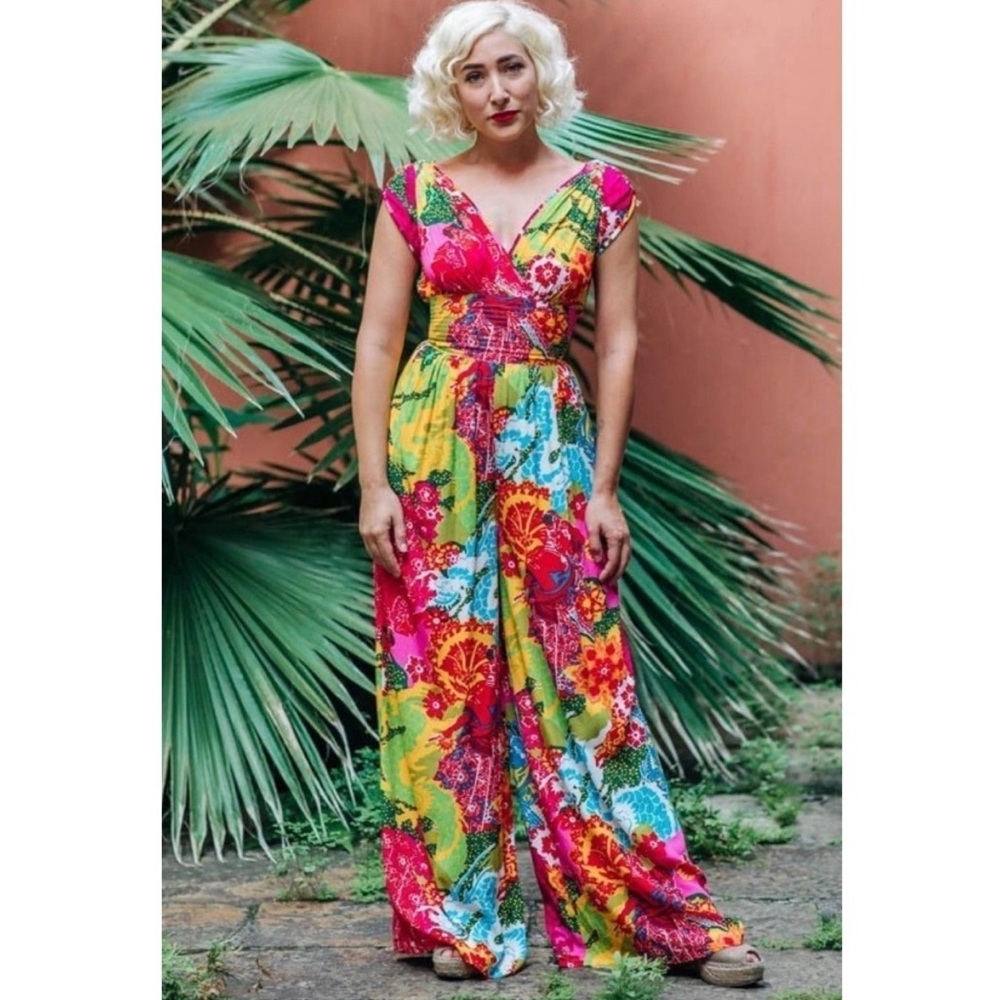Trashy Diva Jumpsuit Size 0 Psychedelic Dragons Hepburn Multicolor Pink Yellow - Picture 2 of 10